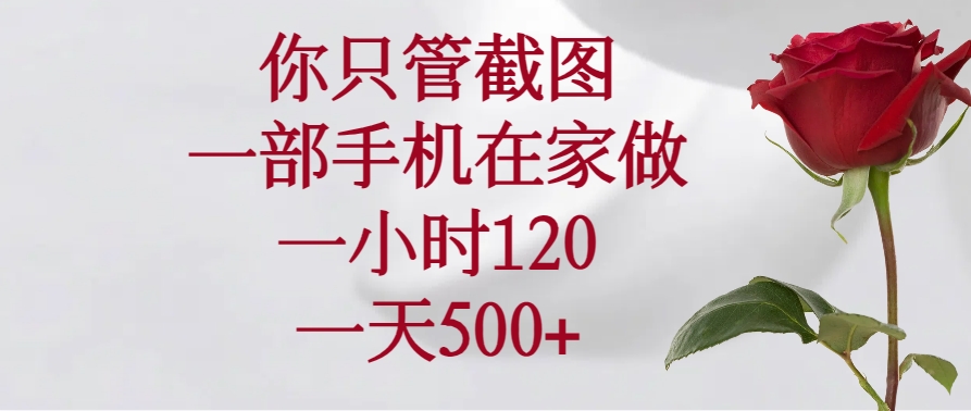 你只管截图，一部手机在家做，一小时120，一天500+-多金网赚