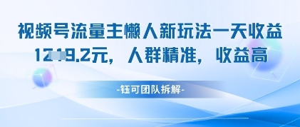 视频号流量主懒人新玩法，一天收益1k，人群精准收益高-多金网赚