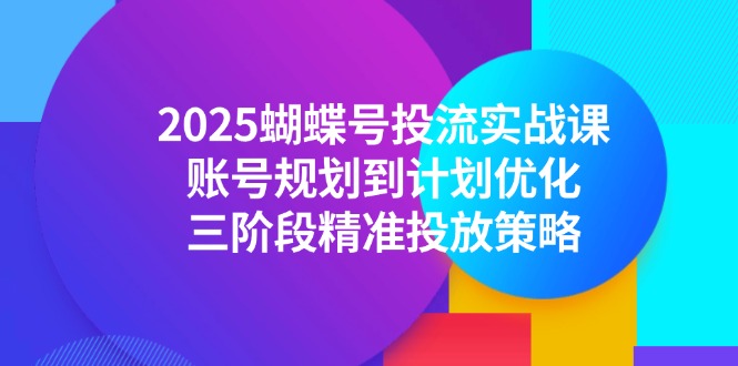 2025蝴蝶号投流实战课，账号规划到计划优化，三阶段精准投放策略-多金网赚