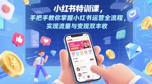 小红书特训课，手把手教你掌握小红书运营全流程，实现流量与变现双丰收-多金网赚