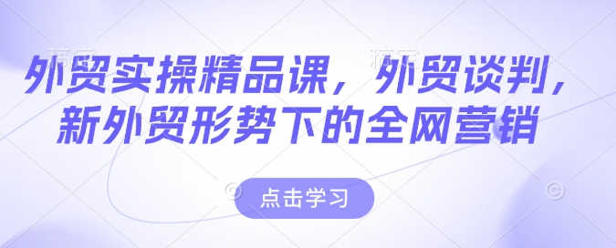 外贸实操精品课，外贸谈判，新外贸形势下的全网营销-多金网赚