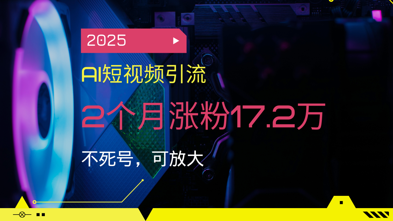 2025AI短视频引流，2个月涨粉17.2万，不死号，可放大-多金网赚