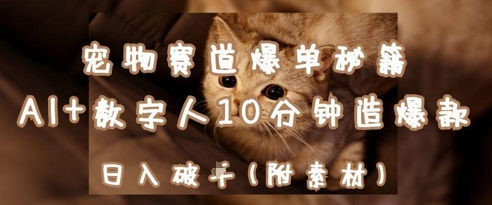 宠物赛道爆单秘籍：AI+数字人10分钟造爆款，日入1k-多金网赚