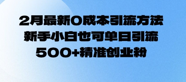 2月最新0成本引流方法，新手小白也可单日引流500+精准创业粉-多金网赚