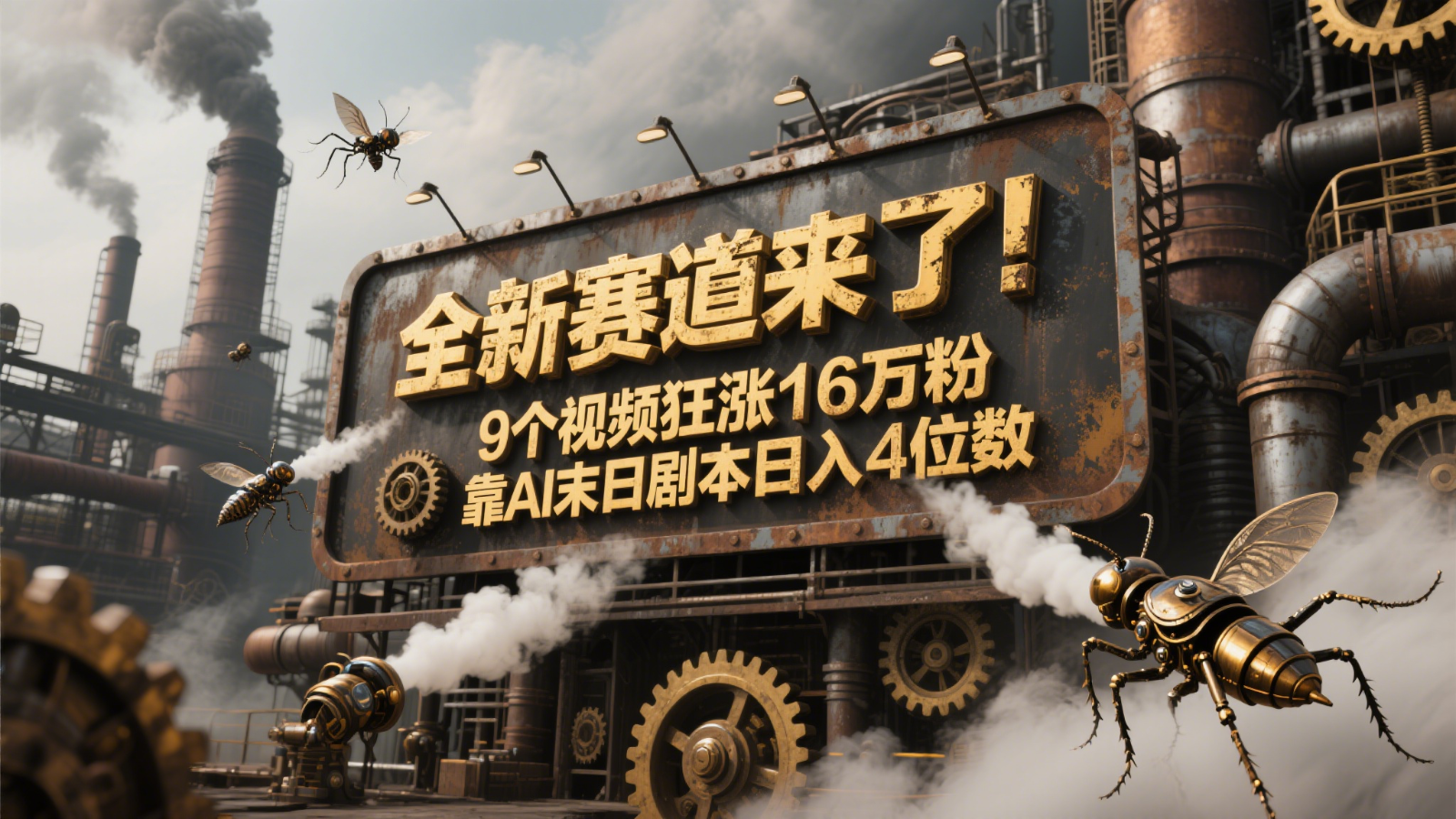 全新赛道来了！9个视频狂涨16万粉，靠AI末日剧本日入4位数，评论区爆肝追更！-多金网赚