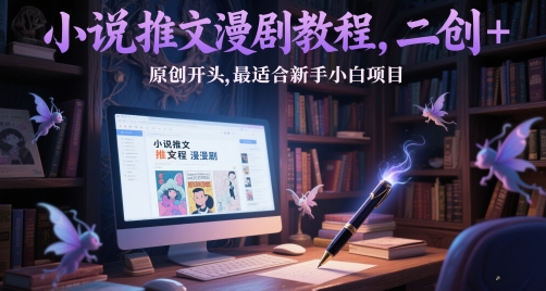 小说推文漫剧教程，二创+原创开头，最适合新手小白项目-多金网赚