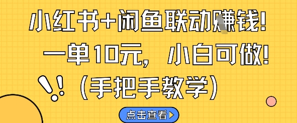 小红书+闲鱼联动挣钱，一单10元，小白可做-多金网赚