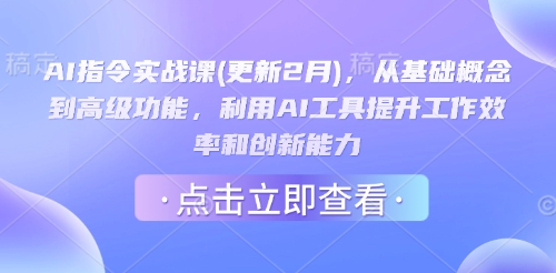 AI指令实战课(更新2月)，从基础概念到高级功能，利用AI工具提升工作效率和创新能力-多金网赚