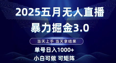2025五月无人直播暴力掘金3.0，当天上手，当天拿结果，单号日入1k+小白可做可矩阵【揭秘】-多金网赚