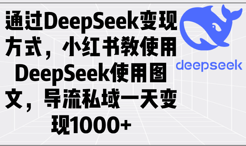 通过DeepSeek变现方式，小红书教使用DeepSeek图文，导流私域一天变现1000+-多金网赚