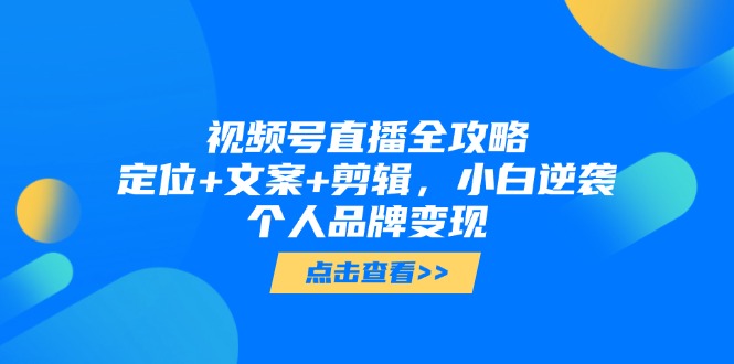 视频号直播全攻略，定位+文案+剪辑，小白逆袭个人品牌变现-多金网赚网