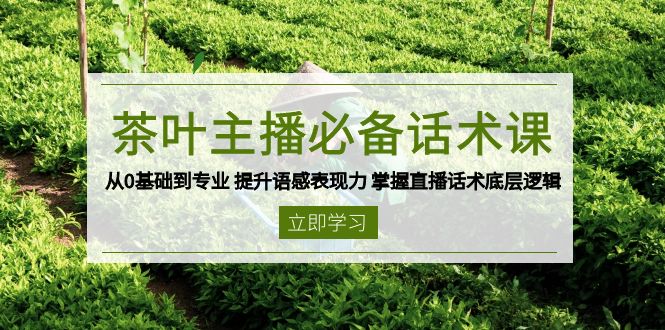 茶叶 主播必备话术课 从0基础到专业 提升语感表现力 掌握直播话术底层逻辑-多金网赚