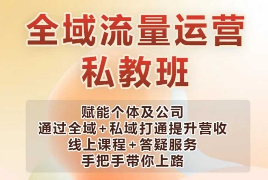 全域流量运营操盘课，赋能个体及公司通过全域+私域打通提升营收-多金网赚