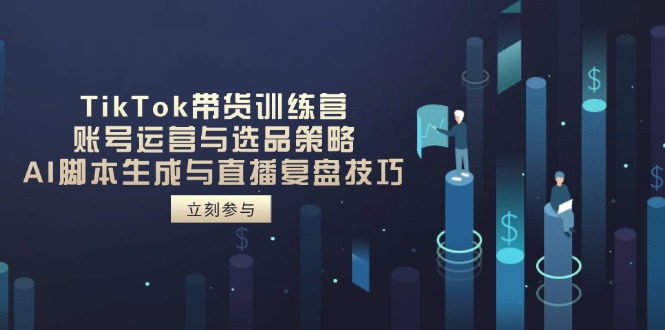 TikTok带货训练营，账号运营与选品策略，AI脚本生成与直播复盘技巧-多金网赚网