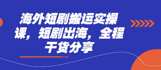 海外短剧搬运实操课，短剧出海，全程干货分享-多金网赚网