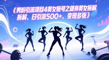 男粉引流项目4美女账号之健身美女拆解，日引流500+，变现多张-多金网赚