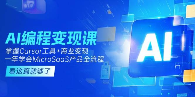 AI编程变现课：掌握Cursor工具+商业变现，一年学会MicroSaaS产品全流程-多金网赚