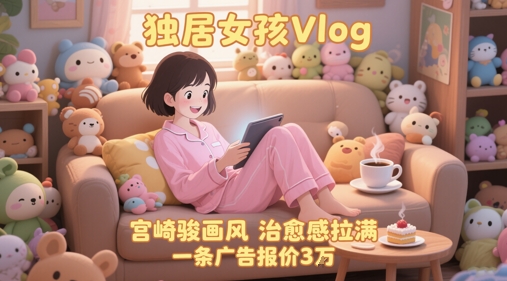 单个账号涨粉71W！用AI制作独居女孩Vlog，宫崎骏画风，治愈感拉满，一条广告报价3W-多金网赚