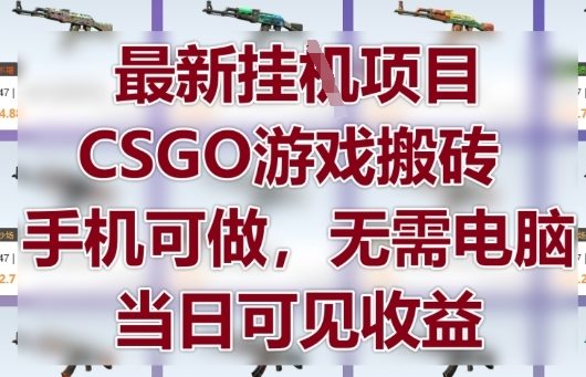最新挂G项目，CSGO游戏搬砖，手机可做，无需电脑，当日见收益【揭秘】-多金网赚网
